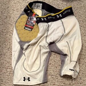 Under Armour White and Gray Football Compression Shorts